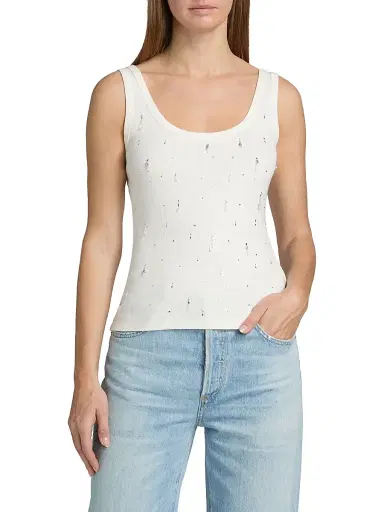 Generation Love Women's Evita Embellished Jersey Tank - White | Thumbnail 3 Generation Love Women's Evita Embellished Jersey Tank - White | Thumbnail 3