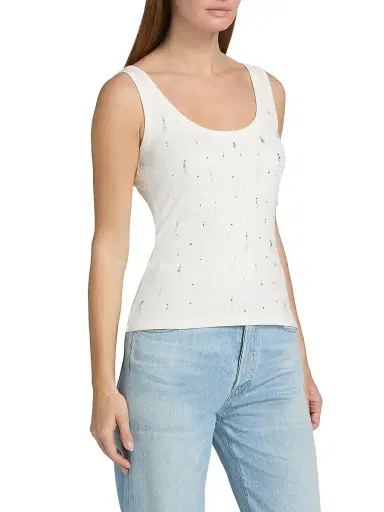 Generation Love Women's Evita Embellished Jersey Tank - White | Thumbnail 4 Generation Love Women's Evita Embellished Jersey Tank - White | Thumbnail 4