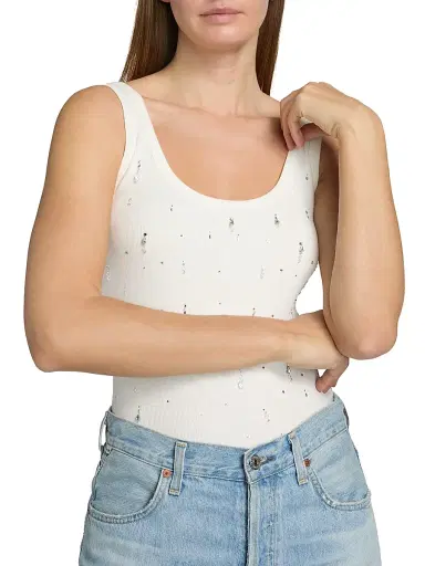 Generation Love Women's Evita Embellished Jersey Tank - White | Thumbnail 6 Generation Love Women's Evita Embellished Jersey Tank - White | Thumbnail 6