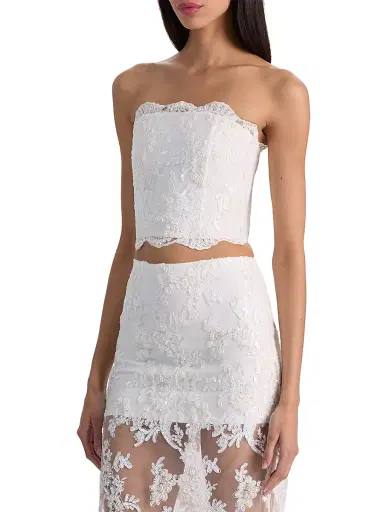 Alice + Olivia Women's Ceresi Embellished Lace Bandeau Top - Off White | Thumbnail 3 Alice + Olivia Women's Ceresi Embellished Lace Bandeau Top - Off White | Thumbnail 3