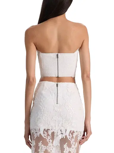 Alice + Olivia Women's Ceresi Embellished Lace Bandeau Top - Off White | Thumbnail 4 Alice + Olivia Women's Ceresi Embellished Lace Bandeau Top - Off White | Thumbnail 4