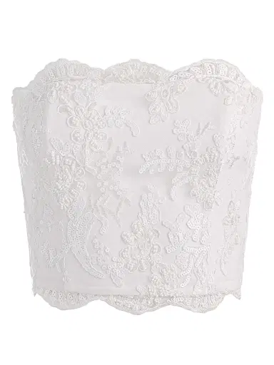 Alice + Olivia Women's Ceresi Embellished Lace Bandeau Top - Off White | Thumbnail 1 Alice + Olivia Women's Ceresi Embellished Lace Bandeau Top - Off White | Thumbnail 1