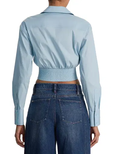 ALICE + OLIVIA Women's Edie Corset Cotton-Blend Shirt - Carolina Blue | Thumbnail 5 ALICE + OLIVIA Women's Edie Corset Cotton-Blend Shirt - Carolina Blue | Thumbnail 5
