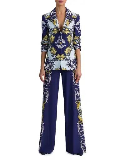 ALICE + OLIVIA Women's Hope Printed Fitted Blazer - Antique Scroll | Thumbnail 2 ALICE + OLIVIA Women's Hope Printed Fitted Blazer - Antique Scroll | Thumbnail 2