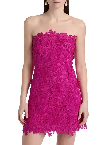 Generation Love Women's Lydia 3D Guipure Lace A-Line Minidress - Hibiscus | Thumbnail 3 Generation Love Women's Lydia 3D Guipure Lace A-Line Minidress - Hibiscus | Thumbnail 3