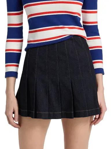 ALICE + OLIVIA Women's Carter Denim Miniskirt - Dark Rinse | Thumbnail 3 ALICE + OLIVIA Women's Carter Denim Miniskirt - Dark Rinse | Thumbnail 3