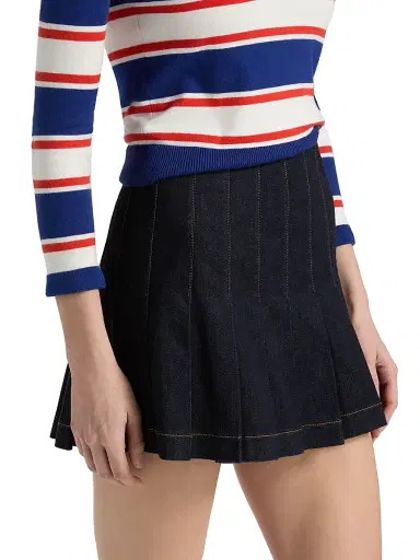 ALICE + OLIVIA Women's Carter Denim Miniskirt - Dark Rinse | Thumbnail 4 ALICE + OLIVIA Women's Carter Denim Miniskirt - Dark Rinse | Thumbnail 4