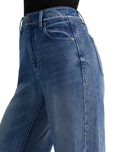 ALICE + OLIVIA Women's Chic Crystal-Embellished High-Rise Wide-Leg Jeans - Brooklyn Blue Hematite | Thumbnail 6 ALICE + OLIVIA Women's Chic Crystal-Embellished High-Rise Wide-Leg Jeans - Brooklyn Blue Hematite | Thumbnail 6