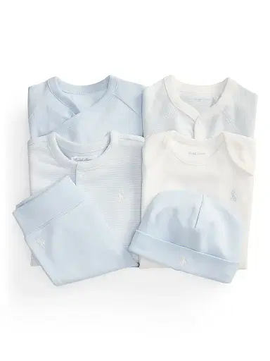 Polo Ralph Lauren Baby Boy's Cotton Interlock 6-Piece Gift Set - Blue Multi | Thumbnail 1 Polo Ralph Lauren Baby Boy's Cotton Interlock 6-Piece Gift Set - Blue Multi | Thumbnail 1