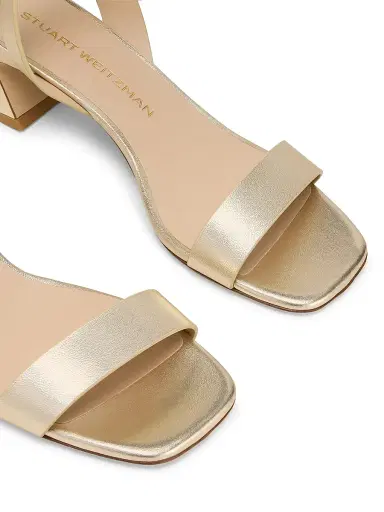 Stuart Weitzman Women's Sai 50MM Leather Sandals - Light Gold | Thumbnail 4 Stuart Weitzman Women's Sai 50MM Leather Sandals - Light Gold | Thumbnail 4
