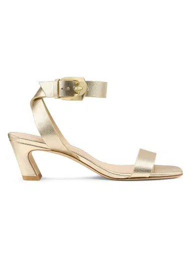 Stuart Weitzman Women's Sai 50MM Leather Sandals - Light Gold | Thumbnail 1 Stuart Weitzman Women's Sai 50MM Leather Sandals - Light Gold | Thumbnail 1