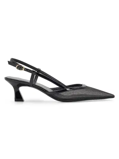 Stuart Weitzman Women's Vinnie 50MM Mesh Kitten-Heel Slingback Pumps - Black | Thumbnail 1 Stuart Weitzman Women's Vinnie 50MM Mesh Kitten-Heel Slingback Pumps - Black | Thumbnail 1
