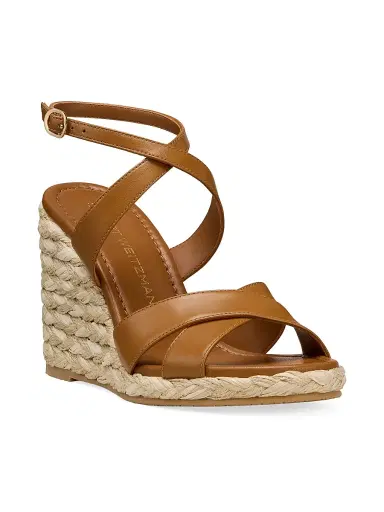 Stuart Weitzman Women's Alyssa 100MM Leather Wedge Sandals - Boho Tan | Thumbnail 2 Stuart Weitzman Women's Alyssa 100MM Leather Wedge Sandals - Boho Tan | Thumbnail 2