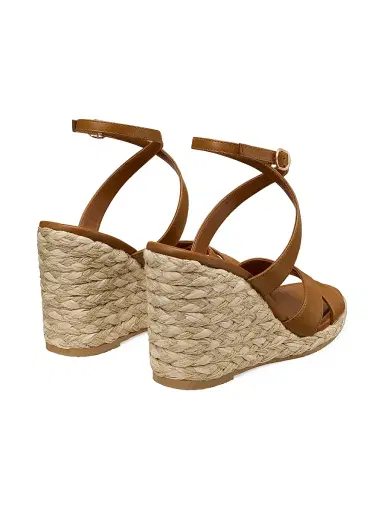 Stuart Weitzman Women's Alyssa 100MM Leather Wedge Sandals - Boho Tan | Thumbnail 3 Stuart Weitzman Women's Alyssa 100MM Leather Wedge Sandals - Boho Tan | Thumbnail 3