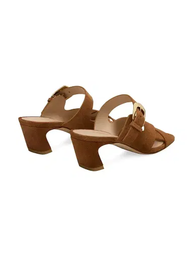 Stuart Weitzman Women's Sai 50MM Suede Block-Heel Sandals - New Camel | Thumbnail 3 Stuart Weitzman Women's Sai 50MM Suede Block-Heel Sandals - New Camel | Thumbnail 3