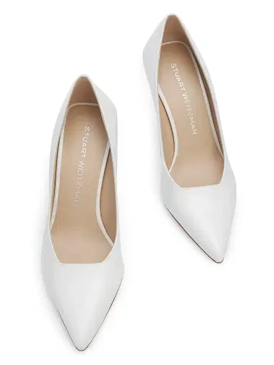 Stuart Weitzman Women's Vinnie 85MM Patent Leather Pumps - White Patent - Size 9.5 | Thumbnail 4 Stuart Weitzman Women's Vinnie 85MM Patent Leather Pumps - White Patent - Size 9.5 | Thumbnail 4