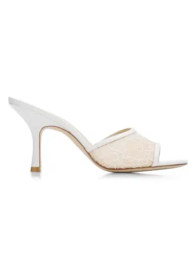 Stuart Weitzman Women's Bareitall 85MM Slide Sandals - Blanco - Size 9.5 | Thumbnail 1 Stuart Weitzman Women's Bareitall 85MM Slide Sandals - Blanco - Size 9.5 | Thumbnail 1