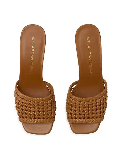 Stuart Weitzman Women's Marina 50MM Woven-Leather Block-Heel Sandals - Boho Tan - Size 9 | Thumbnail 4 Stuart Weitzman Women's Marina 50MM Woven-Leather Block-Heel Sandals - Boho Tan - Size 9 | Thumbnail 4