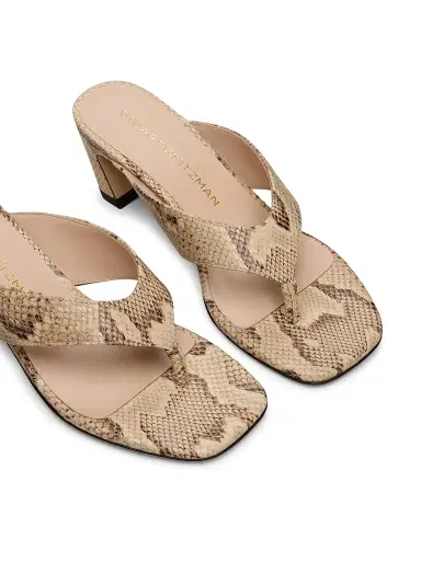 Stuart Weitzman Women's Stassi 50MM Snake Print Slip-On Sandals - Adobe | Thumbnail 4 Stuart Weitzman Women's Stassi 50MM Snake Print Slip-On Sandals - Adobe | Thumbnail 4