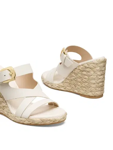 Stuart Weitzman Women's Sai 105MM Leather Espadrille Wedge Sandals - Cream | Thumbnail 4 Stuart Weitzman Women's Sai 105MM Leather Espadrille Wedge Sandals - Cream | Thumbnail 4