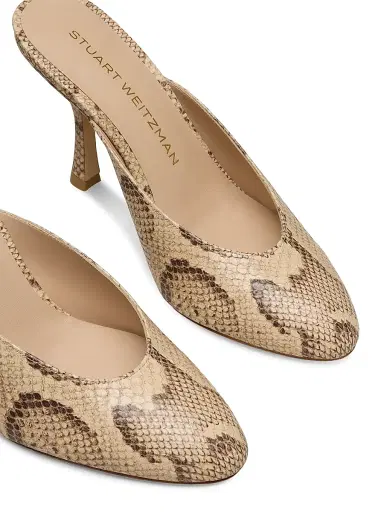 Stuart Weitzman Women's Madison 5MM Snake-Print Leather Mules - Adobe | Thumbnail 4 Stuart Weitzman Women's Madison 5MM Snake-Print Leather Mules - Adobe | Thumbnail 4