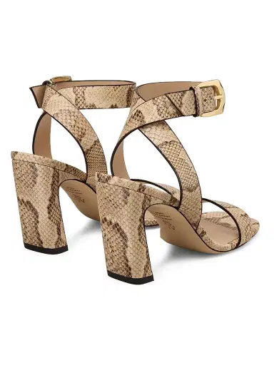 Stuart Weitzman Women's Sai 85MM Snakeskin-Embossed Leather Sandals - Adobe | Thumbnail 3 Stuart Weitzman Women's Sai 85MM Snakeskin-Embossed Leather Sandals - Adobe | Thumbnail 3