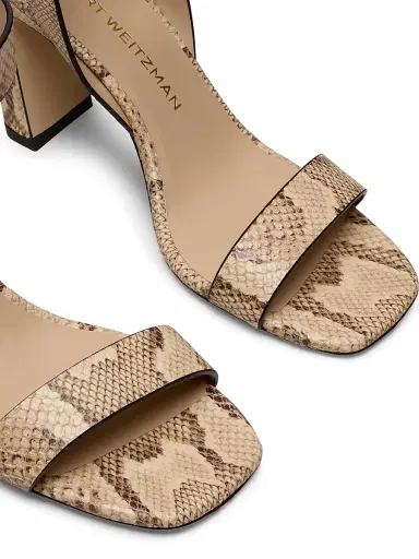 Stuart Weitzman Women's Sai 85MM Snakeskin-Embossed Leather Sandals - Adobe | Thumbnail 4 Stuart Weitzman Women's Sai 85MM Snakeskin-Embossed Leather Sandals - Adobe | Thumbnail 4