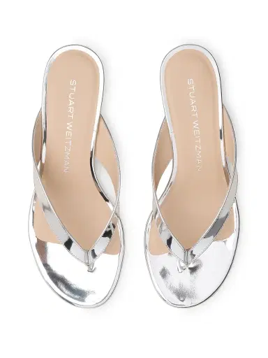 Stuart Weitzman Women's Rio 35MM Leather Sandals - Silver - Size 7.5 | Thumbnail 4 Stuart Weitzman Women's Rio 35MM Leather Sandals - Silver - Size 7.5 | Thumbnail 4