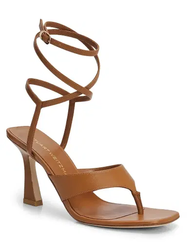 Stuart Weitzman Women's Vinnie 85MM Ankle Wrap Thong Sandals - Boho Tan | Thumbnail 2 Stuart Weitzman Women's Vinnie 85MM Ankle Wrap Thong Sandals - Boho Tan | Thumbnail 2