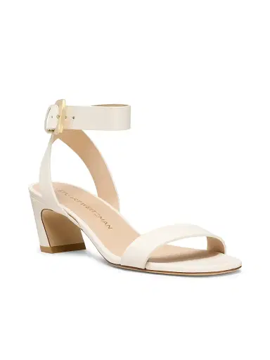 Stuart Weitzman Women's Sai 50MM Leather Block-Heel Sandals - Cream | Thumbnail 2 Stuart Weitzman Women's Sai 50MM Leather Block-Heel Sandals - Cream | Thumbnail 2