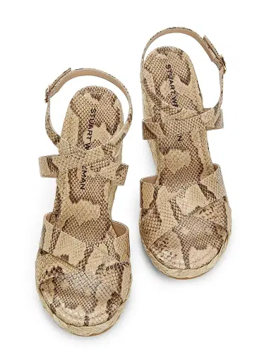 Stuart Weitzman Women's Alyssa Snake-Embossed Leather Wedge Sandals | Thumbnail 4 Stuart Weitzman Women's Alyssa Snake-Embossed Leather Wedge Sandals | Thumbnail 4