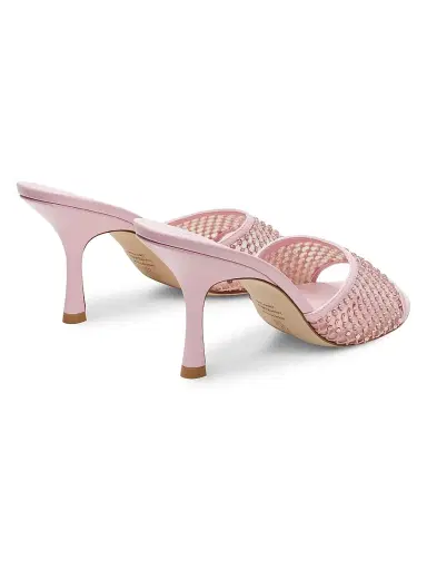 Stuart Weitzman Women's Bareitall Shine 85MM Crystal-Embellished Leather Stiletto-Heel Sandals - Pink Marshmallow | Thumbnail 3 Stuart Weitzman Women's Bareitall Shine 85MM Crystal-Embellished Leather Stiletto-Heel Sandals - Pink Marshmallow | Thumbnail 3