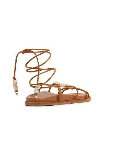 Stuart Weitzman Women's Majorca Beaded Suede Wrap Sandals - Boho Tan | Thumbnail 3 Stuart Weitzman Women's Majorca Beaded Suede Wrap Sandals - Boho Tan | Thumbnail 3