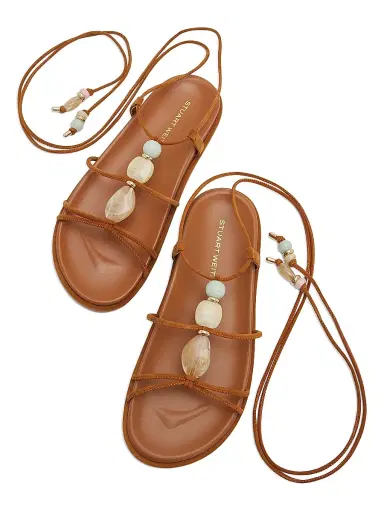 Stuart Weitzman Women's Majorca Beaded Suede Wrap Sandals - Boho Tan | Thumbnail 4 Stuart Weitzman Women's Majorca Beaded Suede Wrap Sandals - Boho Tan | Thumbnail 4