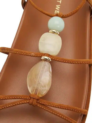 Stuart Weitzman Women's Majorca Beaded Suede Wrap Sandals - Boho Tan | Thumbnail 5 Stuart Weitzman Women's Majorca Beaded Suede Wrap Sandals - Boho Tan | Thumbnail 5