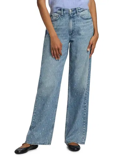 rag & bone Women's Logan Rhinestone Featherweight Wide-Leg Jeans - Margo Jewel | Thumbnail 3 rag & bone Women's Logan Rhinestone Featherweight Wide-Leg Jeans - Margo Jewel | Thumbnail 3