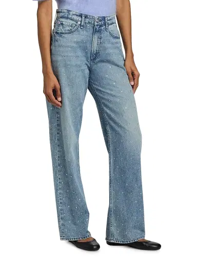 rag & bone Women's Logan Rhinestone Featherweight Wide-Leg Jeans - Margo Jewel | Thumbnail 4 rag & bone Women's Logan Rhinestone Featherweight Wide-Leg Jeans - Margo Jewel | Thumbnail 4