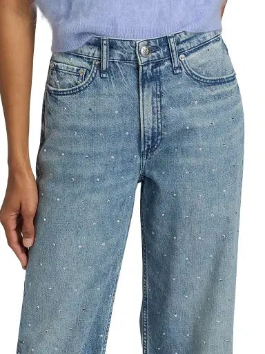 rag & bone Women's Logan Rhinestone Featherweight Wide-Leg Jeans - Margo Jewel | Thumbnail 6 rag & bone Women's Logan Rhinestone Featherweight Wide-Leg Jeans - Margo Jewel | Thumbnail 6