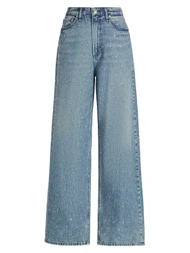 rag & bone Women's Logan Rhinestone Featherweight Wide-Leg Jeans - Margo Jewel | Thumbnail 1 rag & bone Women's Logan Rhinestone Featherweight Wide-Leg Jeans - Margo Jewel | Thumbnail 1