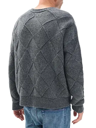 rag & bone Men's Hand-Knit Entrelac Crewneck Sweater - Charcoal | Thumbnail 5 rag & bone Men's Hand-Knit Entrelac Crewneck Sweater - Charcoal | Thumbnail 5