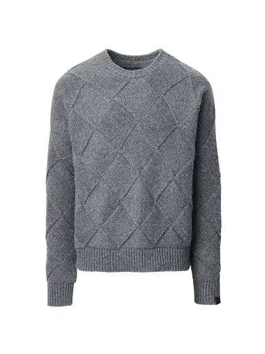rag & bone Men's Hand-Knit Entrelac Crewneck Sweater - Charcoal | Thumbnail 1 rag & bone Men's Hand-Knit Entrelac Crewneck Sweater - Charcoal | Thumbnail 1