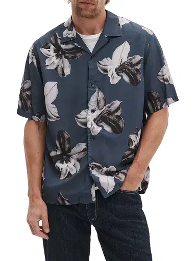 rag & bone Men's Avery Floral Camp Shirt - Navy | Thumbnail 3 rag & bone Men's Avery Floral Camp Shirt - Navy | Thumbnail 3
