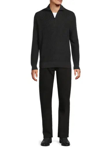 rag & bone Men's Joel Wool-Blend Half-Zip Sweater - Charcoal | Thumbnail 2 rag & bone Men's Joel Wool-Blend Half-Zip Sweater - Charcoal | Thumbnail 2