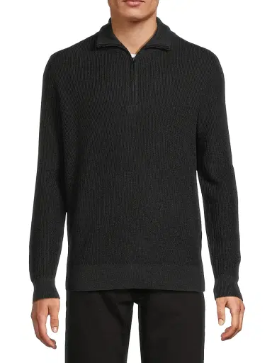rag & bone Men's Joel Wool-Blend Half-Zip Sweater - Charcoal | Thumbnail 3 rag & bone Men's Joel Wool-Blend Half-Zip Sweater - Charcoal | Thumbnail 3