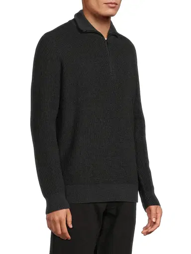 rag & bone Men's Joel Wool-Blend Half-Zip Sweater - Charcoal | Thumbnail 4 rag & bone Men's Joel Wool-Blend Half-Zip Sweater - Charcoal | Thumbnail 4