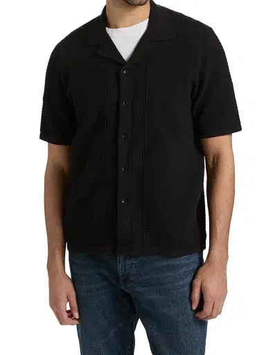 rag & bone Men's Zuma Ottoman Cotton-Blend Camp Shirt - Black | Thumbnail 3 rag & bone Men's Zuma Ottoman Cotton-Blend Camp Shirt - Black | Thumbnail 3