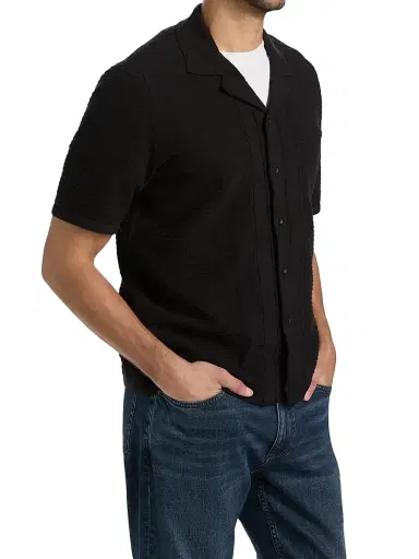 rag & bone Men's Zuma Ottoman Cotton-Blend Camp Shirt - Black | Thumbnail 4 rag & bone Men's Zuma Ottoman Cotton-Blend Camp Shirt - Black | Thumbnail 4