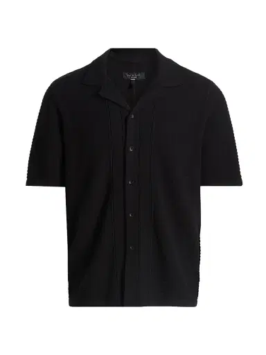 rag & bone Men's Zuma Ottoman Cotton-Blend Camp Shirt - Black | Thumbnail 1 rag & bone Men's Zuma Ottoman Cotton-Blend Camp Shirt - Black | Thumbnail 1