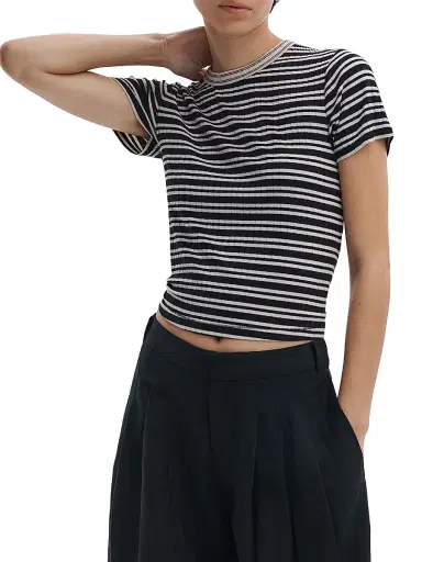 rag & bone Women's Luca Stripe Contrast T-Shirt - Black Multi | Thumbnail 3 rag & bone Women's Luca Stripe Contrast T-Shirt - Black Multi | Thumbnail 3