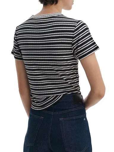 rag & bone Women's Luca Stripe Contrast T-Shirt - Black Multi | Thumbnail 4 rag & bone Women's Luca Stripe Contrast T-Shirt - Black Multi | Thumbnail 4